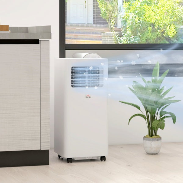 English Elm Homcom 8000 BTU Portable Air Conditioner with Dehumidifier Fan Sleep Mode Timer White W2225P200461