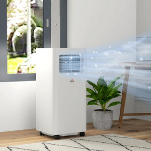 English Elm Homcom 8000 BTU Portable Air Conditioner with Dehumidifier Fan Sleep Mode Timer White W2225P200461