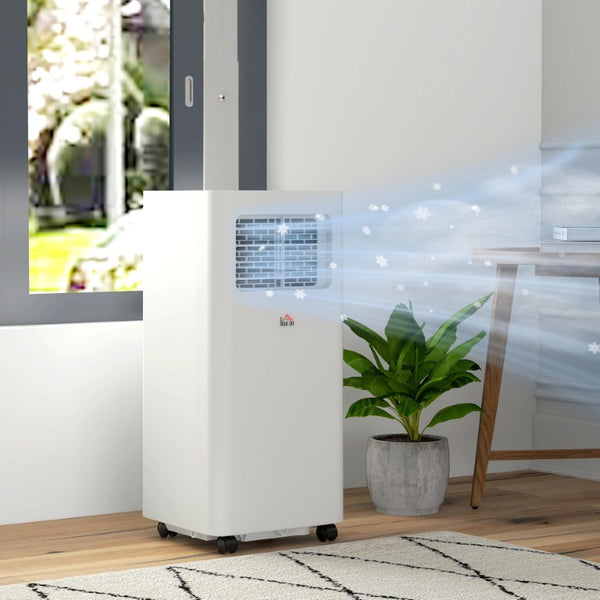 English Elm Homcom 8000 BTU Portable Air Conditioner with Dehumidifier Fan Sleep Mode Timer White W2225P200461