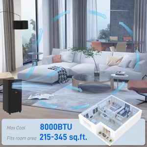 English Elm Homcom 8000 BTU Portable Air Conditioner with Dehumidifier Fan Sleep Mode Timer Black W2225P200462