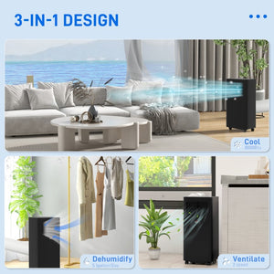 English Elm Homcom 8000 BTU Portable Air Conditioner with Dehumidifier Fan Sleep Mode Timer Black W2225P200462