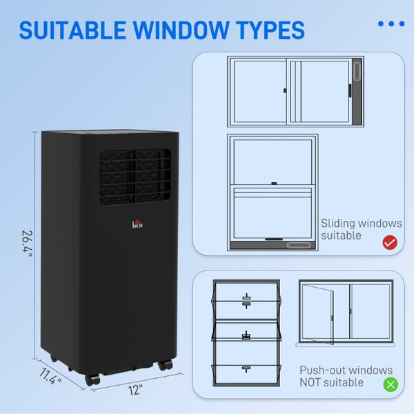 English Elm Homcom 8000 BTU Portable Air Conditioner with Dehumidifier Fan Sleep Mode Timer Black W2225P200462