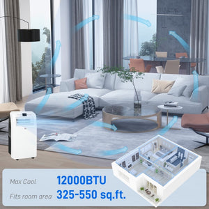 English Elm Homcom 12000 BTU Portable AC Unit Cools 550 Sq Ft with Dehumidifier and Fan Modes W2225P200463