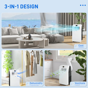 English Elm Homcom 12000 BTU Portable AC Unit Cools 550 Sq Ft with Dehumidifier and Fan Modes W2225P200463
