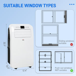 English Elm Homcom 12000 BTU Portable AC Unit Cools 550 Sq Ft with Dehumidifier and Fan Modes W2225P200463