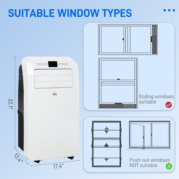 English Elm Homcom 12000 BTU Portable AC Unit Cools 550 Sq Ft with Dehumidifier and Fan Modes W2225P200463