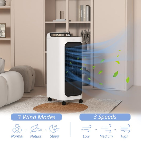 English Elm Homcom Tower Evaporative Cooler Fan Humidifier with Ice Packs Remote and Timer W2225P200490