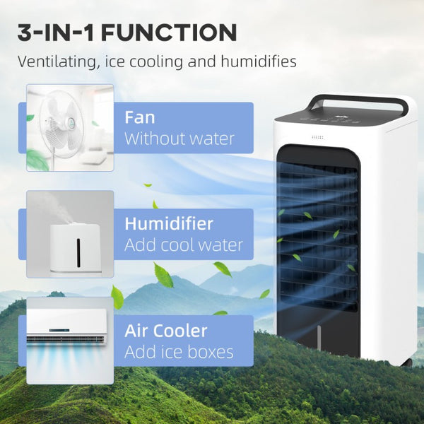 English Elm Homcom Tower Evaporative Cooler Fan Humidifier with Ice Packs Remote and Timer W2225P200490