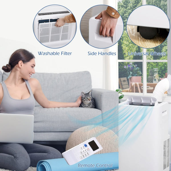 English Elm Homcom 12000 BTU Portable Air Conditioner Cooling Fan Dehumidifier with Remote Timer W2225P200491