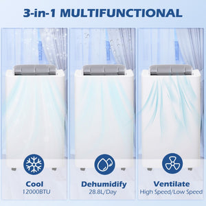 English Elm Homcom 12000 BTU Portable Air Conditioner Cooling Fan Dehumidifier with Remote Timer W2225P200491