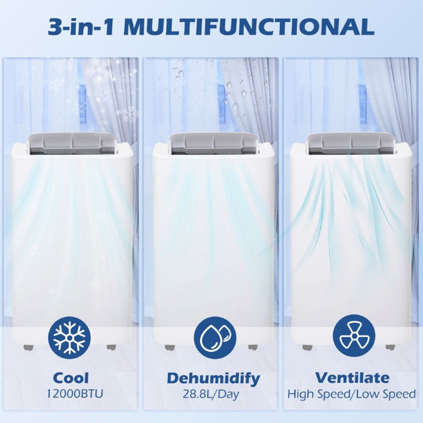 English Elm Homcom 12000 BTU Portable Air Conditioner Cooling Fan Dehumidifier with Remote Timer W2225P200491