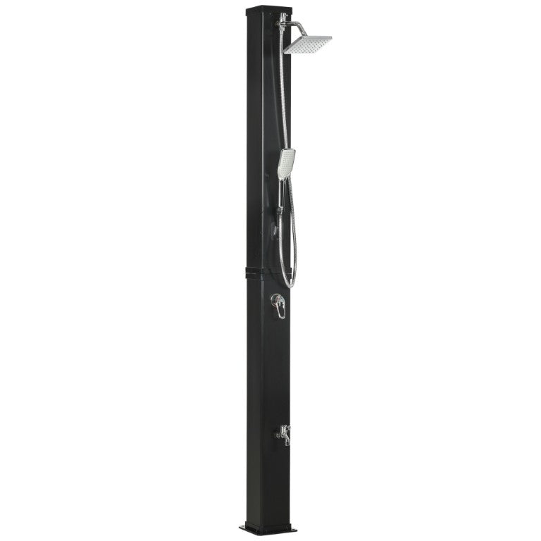 English Elm Outsunny Solar Heated Outdoor Shower 10.6 Gal with Rotating Rainfall Head Foot Rinse W2225P200682