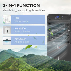 English Elm Homcom 32 Inch Portable Evaporative Air Cooler with Ice Box 3In1 Fan Humidifier Black W2225P200813