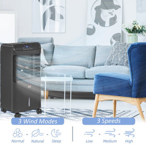 English Elm Homcom 32 Inch Portable Evaporative Air Cooler with Ice Box 3In1 Fan Humidifier Black W2225P200813
