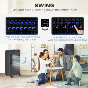 English Elm Homcom 32 Inch Portable Evaporative Air Cooler with Ice Box 3In1 Fan Humidifier Black W2225P200813