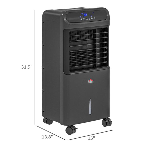 English Elm Homcom 32 Inch Portable Evaporative Air Cooler with Ice Box 3In1 Fan Humidifier Black W2225P200813