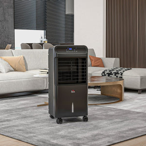 English Elm Homcom 32 Inch Portable Evaporative Air Cooler with Ice Box 3In1 Fan Humidifier Black W2225P200813