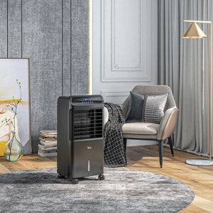 English Elm Homcom 32 Inch Portable Evaporative Air Cooler with Ice Box 3In1 Fan Humidifier Black W2225P200813