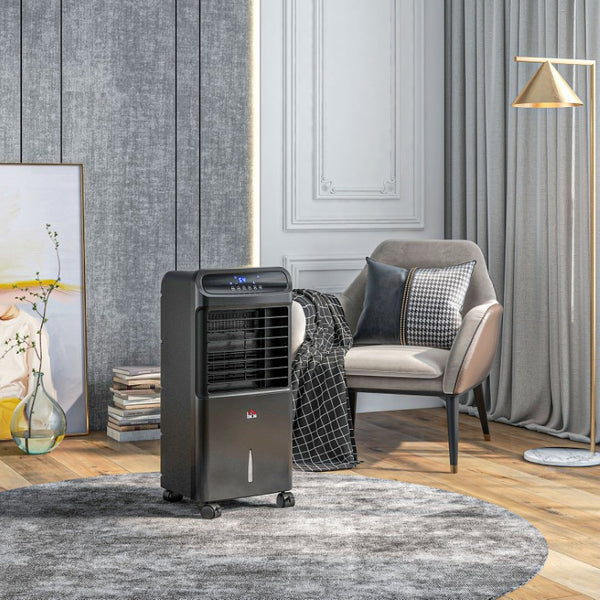 English Elm Homcom 32 Inch Portable Evaporative Air Cooler with Ice Box 3In1 Fan Humidifier Black W2225P200813