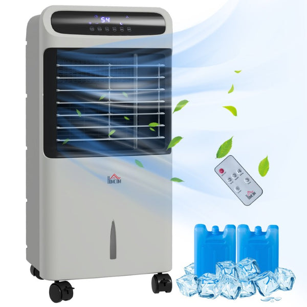 English Elm Homcom 32 Inch Portable Evaporative Air Cooler with Ice Box 3In1 Fan Humidifier Grey W2225P200814