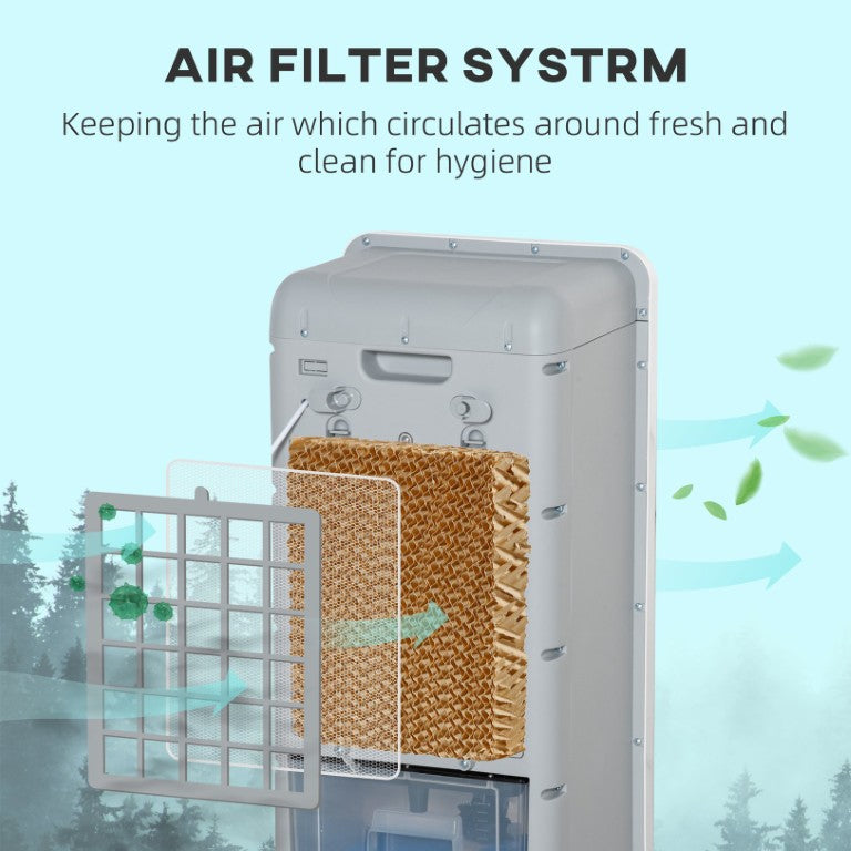 English Elm Homcom 32 Inch Portable Evaporative Air Cooler with Ice Box 3In1 Fan Humidifier Grey W2225P200814