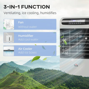 English Elm Homcom 32 Inch Portable Evaporative Air Cooler with Ice Box 3In1 Fan Humidifier Grey W2225P200814
