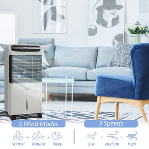 English Elm Homcom 32 Inch Portable Evaporative Air Cooler with Ice Box 3In1 Fan Humidifier Grey W2225P200814