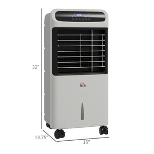 English Elm Homcom 32 Inch Portable Evaporative Air Cooler with Ice Box 3In1 Fan Humidifier Grey W2225P200814