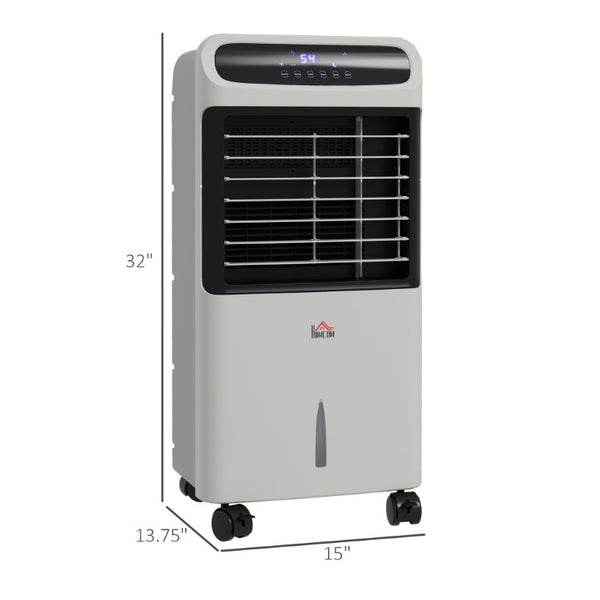 English Elm Homcom 32 Inch Portable Evaporative Air Cooler with Ice Box 3In1 Fan Humidifier Grey W2225P200814