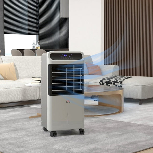 English Elm Homcom 32 Inch Portable Evaporative Air Cooler with Ice Box 3In1 Fan Humidifier Grey W2225P200814