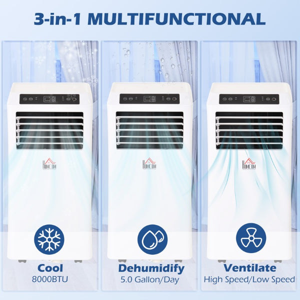English Elm Homcom 8000 BTU Portable AC Unit with Dehumidifier Mode and 24 Hour Timer for Small Rooms W2225P217683