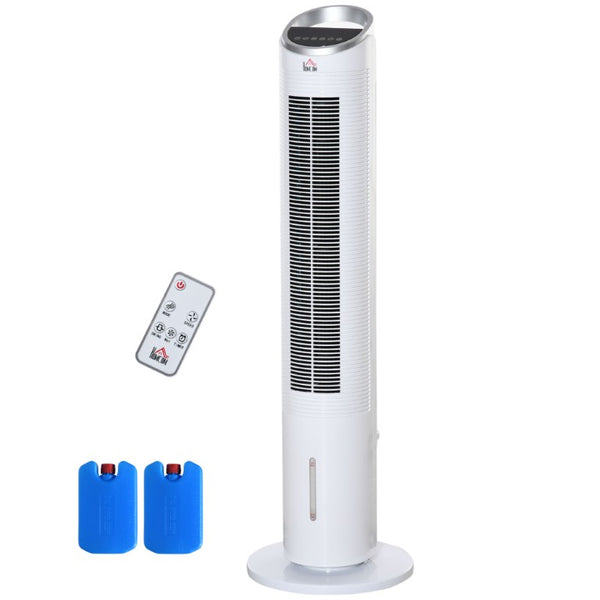 English Elm Homcom Tower Evaporative Cooler Fan Humidifier with Ice Tank 3 Modes 8H Timer W2225P217684