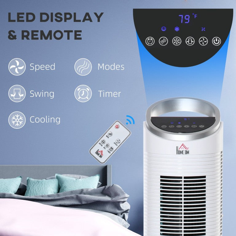 English Elm Homcom Tower Evaporative Cooler Fan Humidifier with Ice Tank 3 Modes 8H Timer W2225P217684