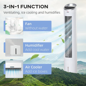 English Elm Homcom Tower Evaporative Cooler Fan Humidifier with Ice Tank 3 Modes 8H Timer W2225P217684
