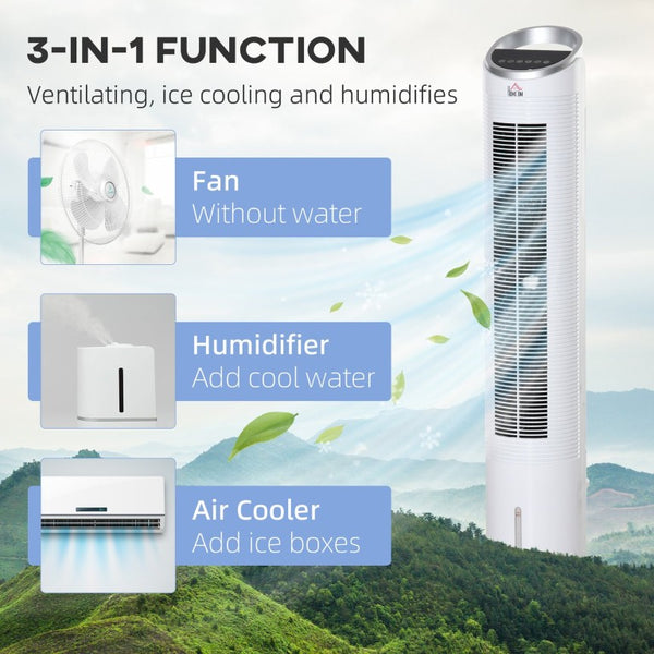 English Elm Homcom Tower Evaporative Cooler Fan Humidifier with Ice Tank 3 Modes 8H Timer W2225P217684