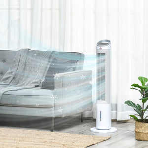 English Elm Homcom Tower Evaporative Cooler Fan Humidifier with Ice Tank 3 Modes 8H Timer W2225P217684