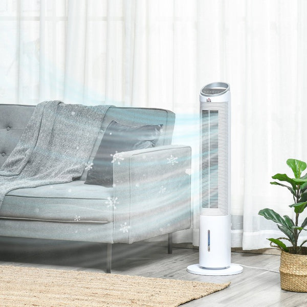 English Elm Homcom Tower Evaporative Cooler Fan Humidifier with Ice Tank 3 Modes 8H Timer W2225P217684