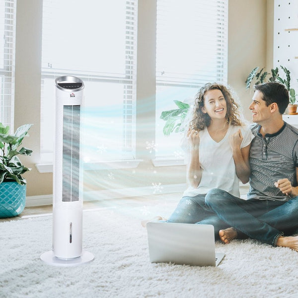 English Elm Homcom Tower Evaporative Cooler Fan Humidifier with Ice Tank 3 Modes 8H Timer W2225P217684
