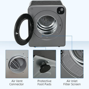 English Elm Homcom Compact Front Load Electric Dryer 3.2 Cu Ft Steel Drum Seven Modes for Small Spaces Gray W2225P217709