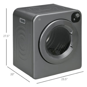 English Elm Homcom Compact Front Load Electric Dryer 3.2 Cu Ft Steel Drum Seven Modes for Small Spaces Gray W2225P217709