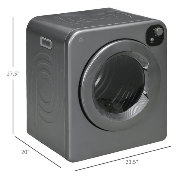 English Elm Homcom Compact Front Load Electric Dryer 3.2 Cu Ft Steel Drum Seven Modes for Small Spaces Gray W2225P217709