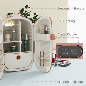 English Elm Homcom Compact Skincare Fridge with LED Readout Quiet Cooling for Vanity or Desktop W2225P217710