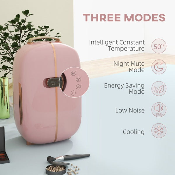 English Elm Homcom Compact Skincare Fridge with LED Readout Quiet Cooling for Vanity or Desktop W2225P217710