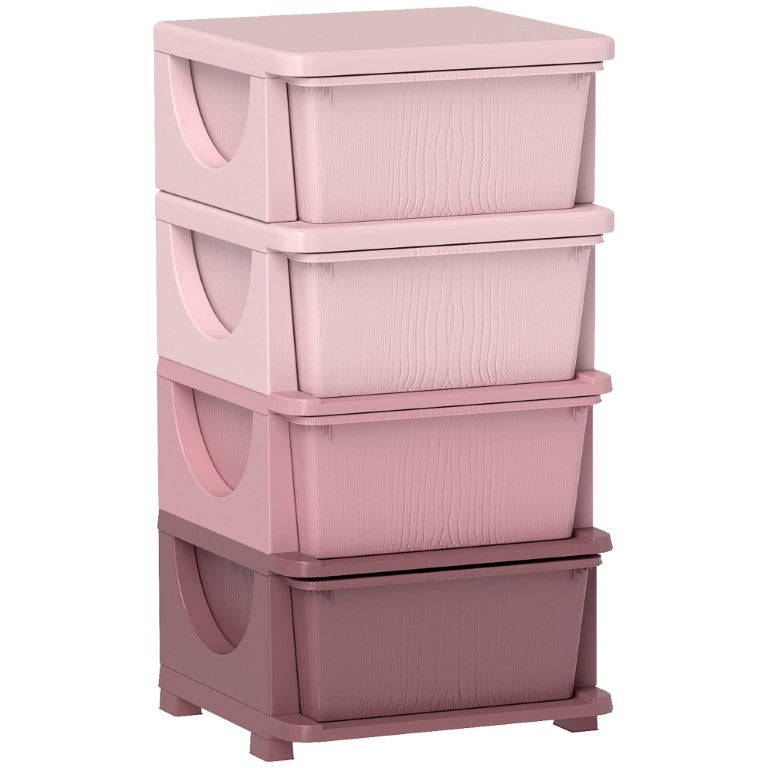 English Elm Qaba Four Drawer Kids Toy Organizer with Pull Out Plastic Bins for Nursery Playroom W2225P229207