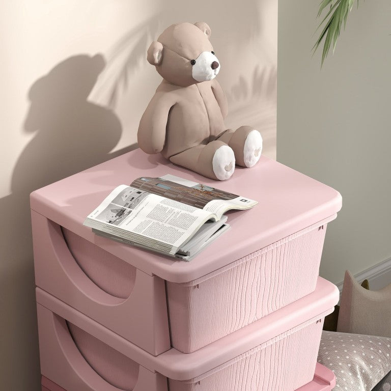 English Elm Qaba Four Drawer Kids Toy Organizer with Pull Out Plastic Bins for Nursery Playroom W2225P229207