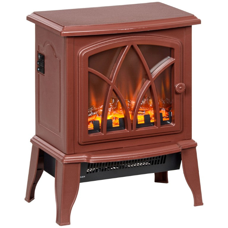 English Elm Homcom Freestanding Electric Fireplace Stove Portable Heater with Realistic Flame Effect W2225P249838
