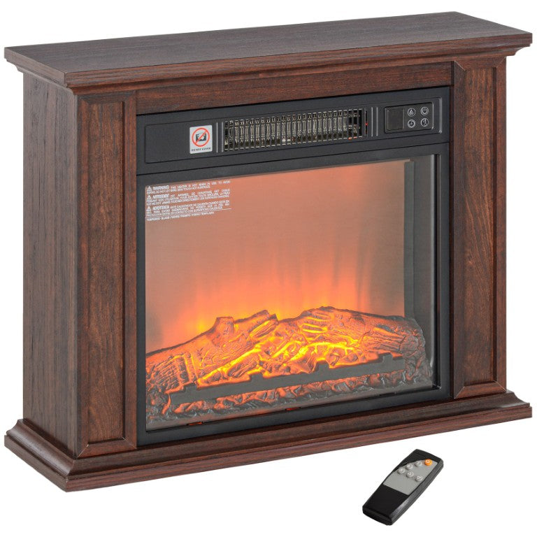 English Elm Homcom Freestanding Electric Fireplace Mantel with 3D LED Flame and 1400W Heater W2225P249856