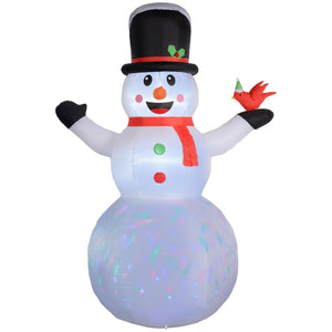 English Elm Outsunny 12 Foot Tall Holiday Snowman Inflatable with Rotating LED Yard Decoration W2225P249946