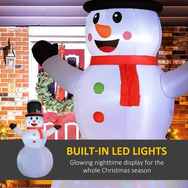 English Elm Outsunny 12 Foot Tall Holiday Snowman Inflatable with Rotating LED Yard Decoration W2225P249946