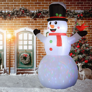 English Elm Outsunny 12 Foot Tall Holiday Snowman Inflatable with Rotating LED Yard Decoration W2225P249946